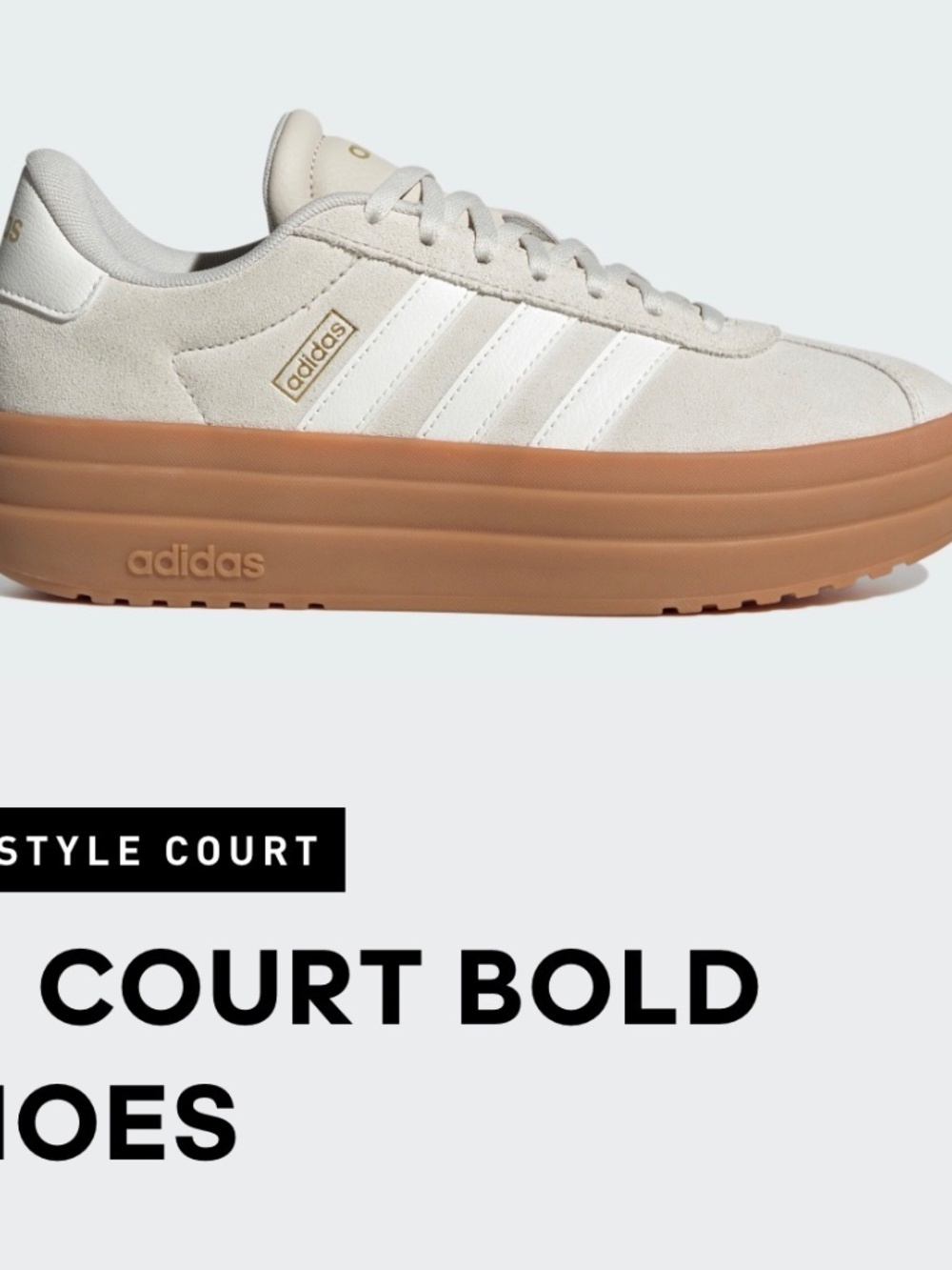 adidas Women’s Cream Suede Platform Sneakers with Gum Sole - Picture 4 of 4